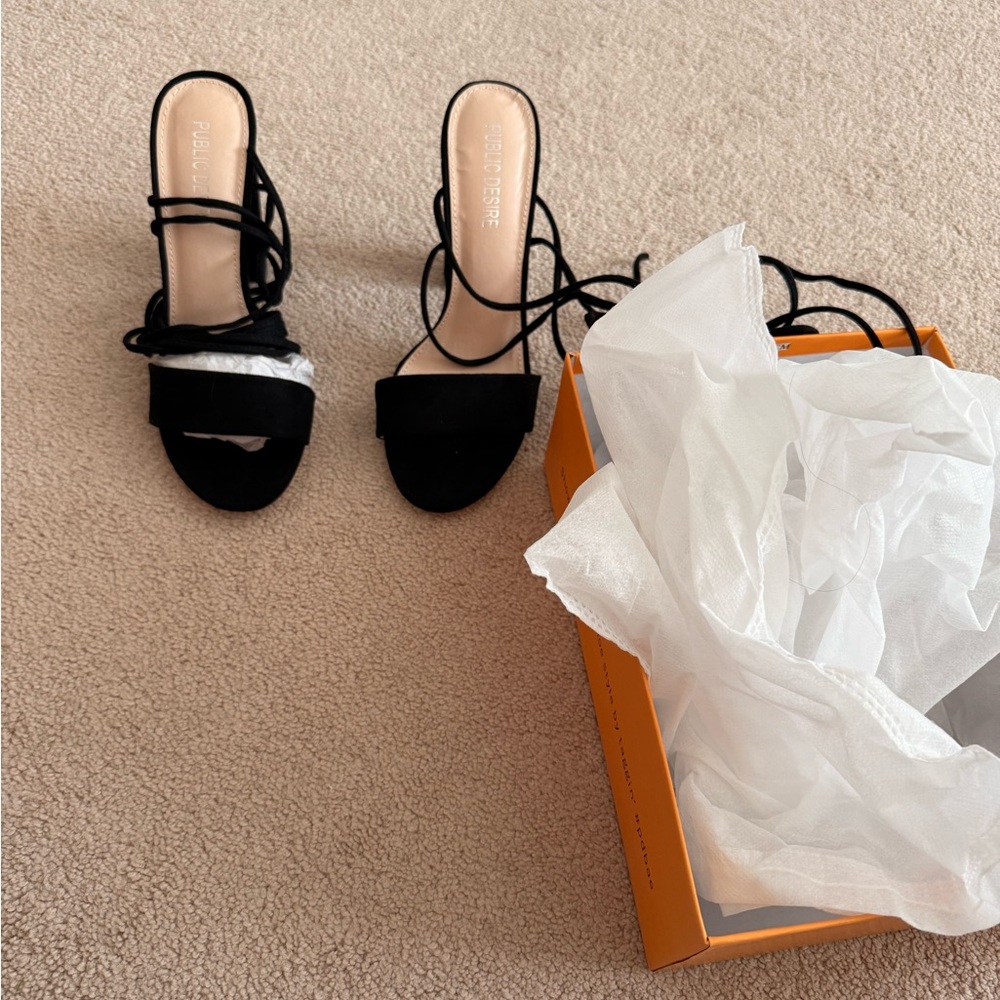 Public Desire Black Strappy Heels